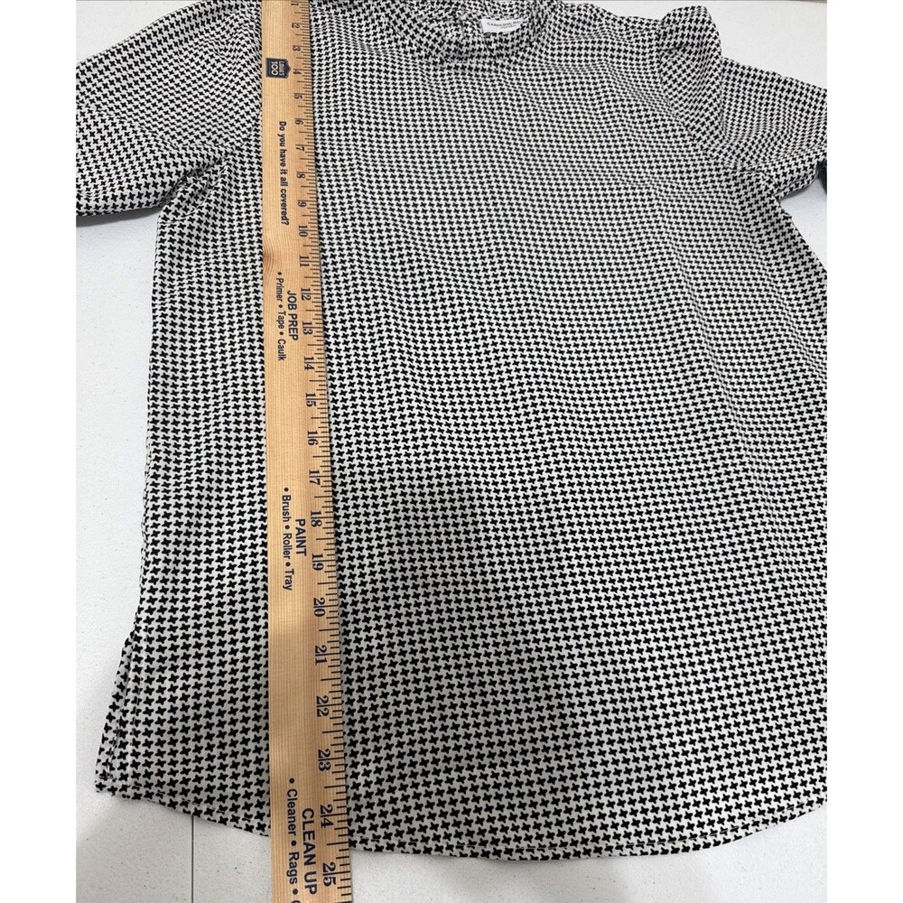 Carolina Belle Montreal Womens Sz S  Houndstooth Pleated Ruffle Chiffon Top - Picture 11 of 15